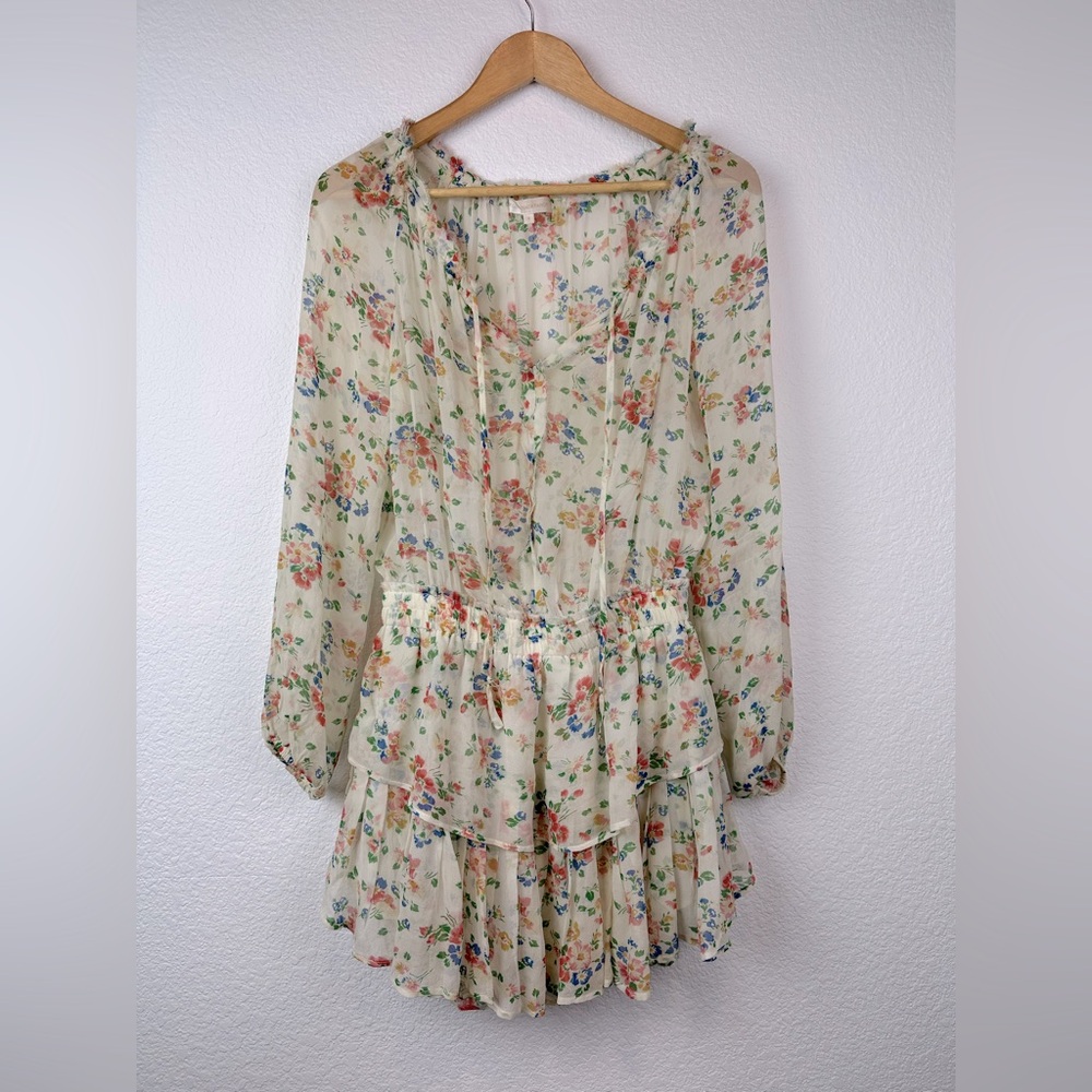 LoveShackFancy Popover Silk Mini Dress